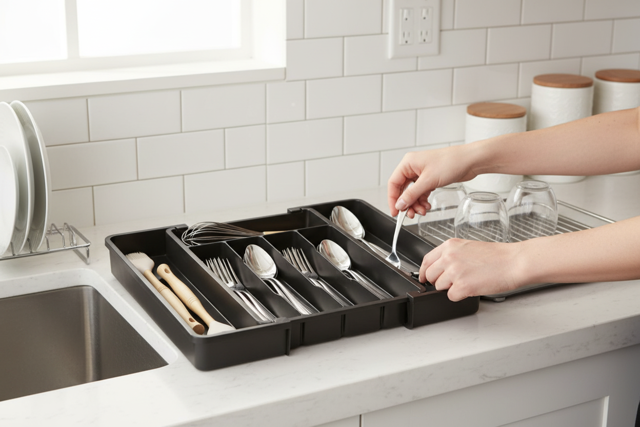 Sorting Silverware Into Tray