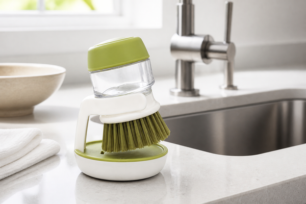SudsNest Soap-Dispensing Palm Brush