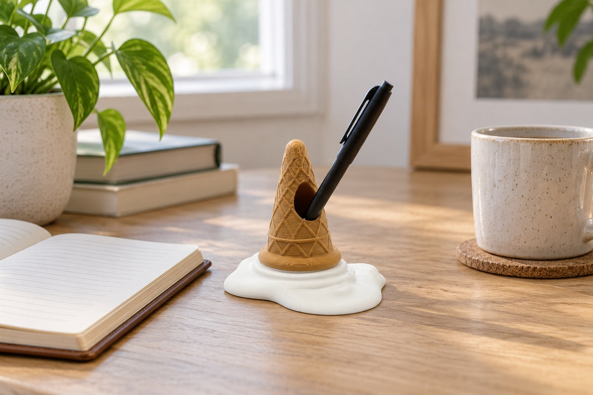 ScoopRest — white holder beside a journal
