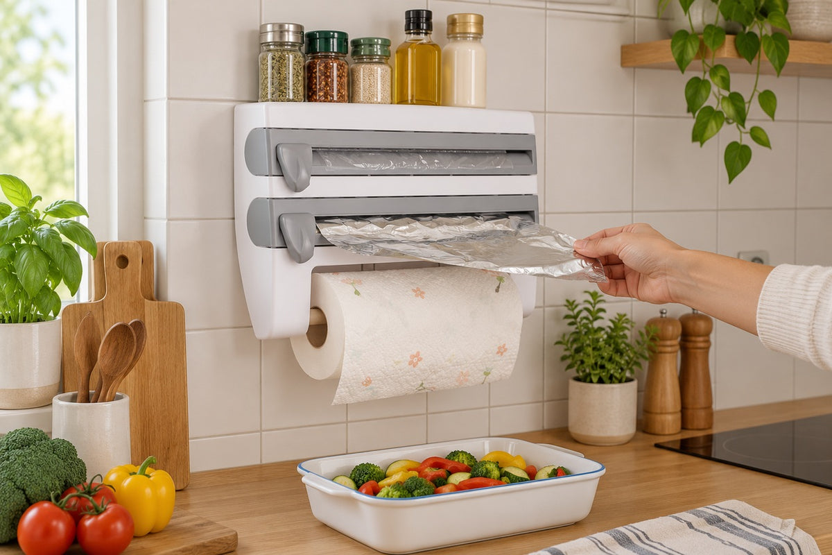WrapRest — pulling foil to cover a dish