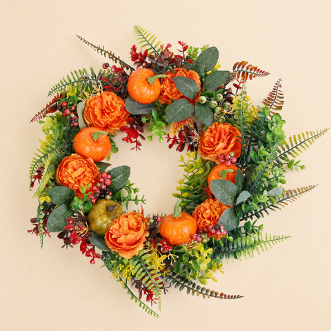 EmberLeaf — 18-Inch Autumn Pumpkin Wreath