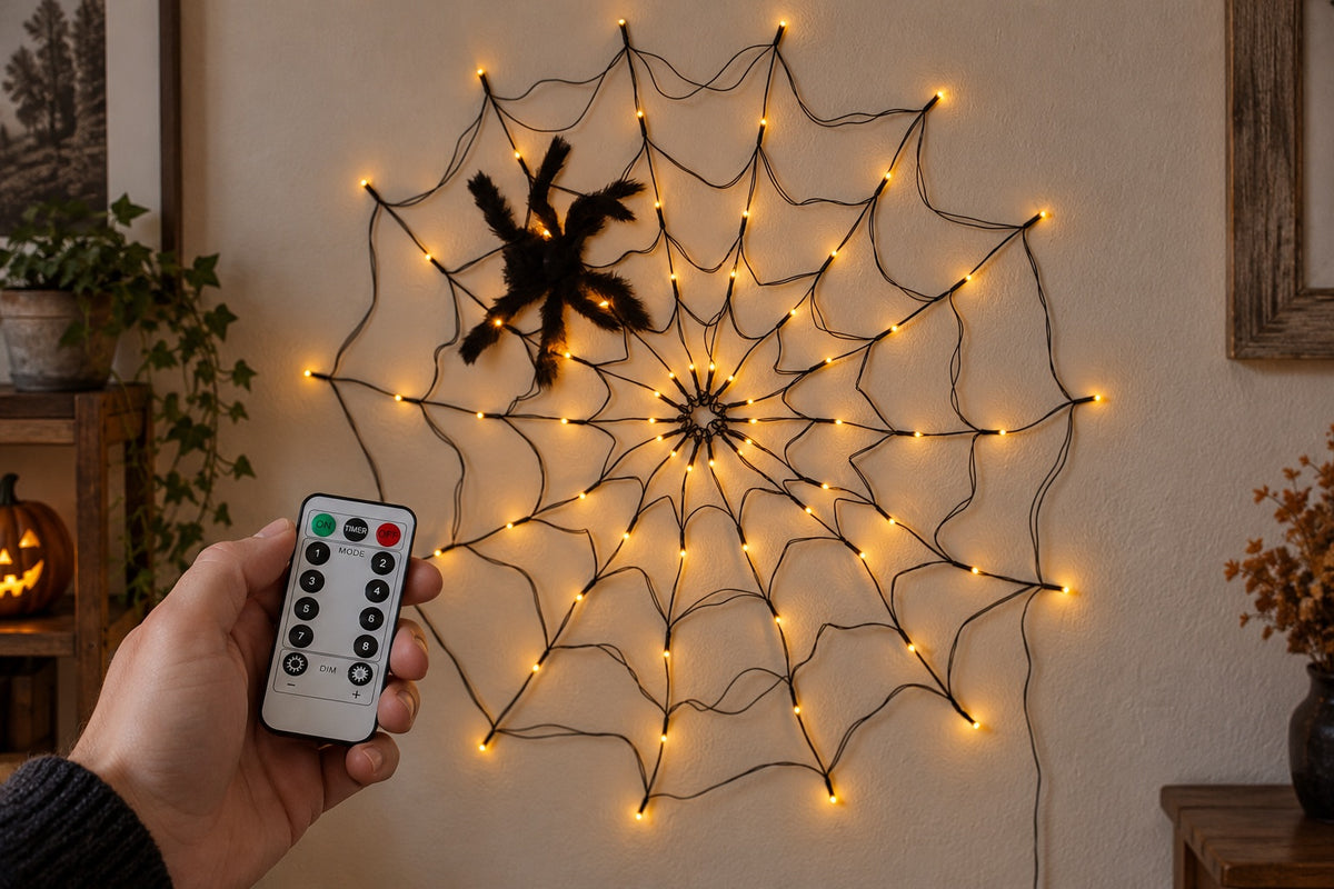 An adult using WebGlow’s included remote control.